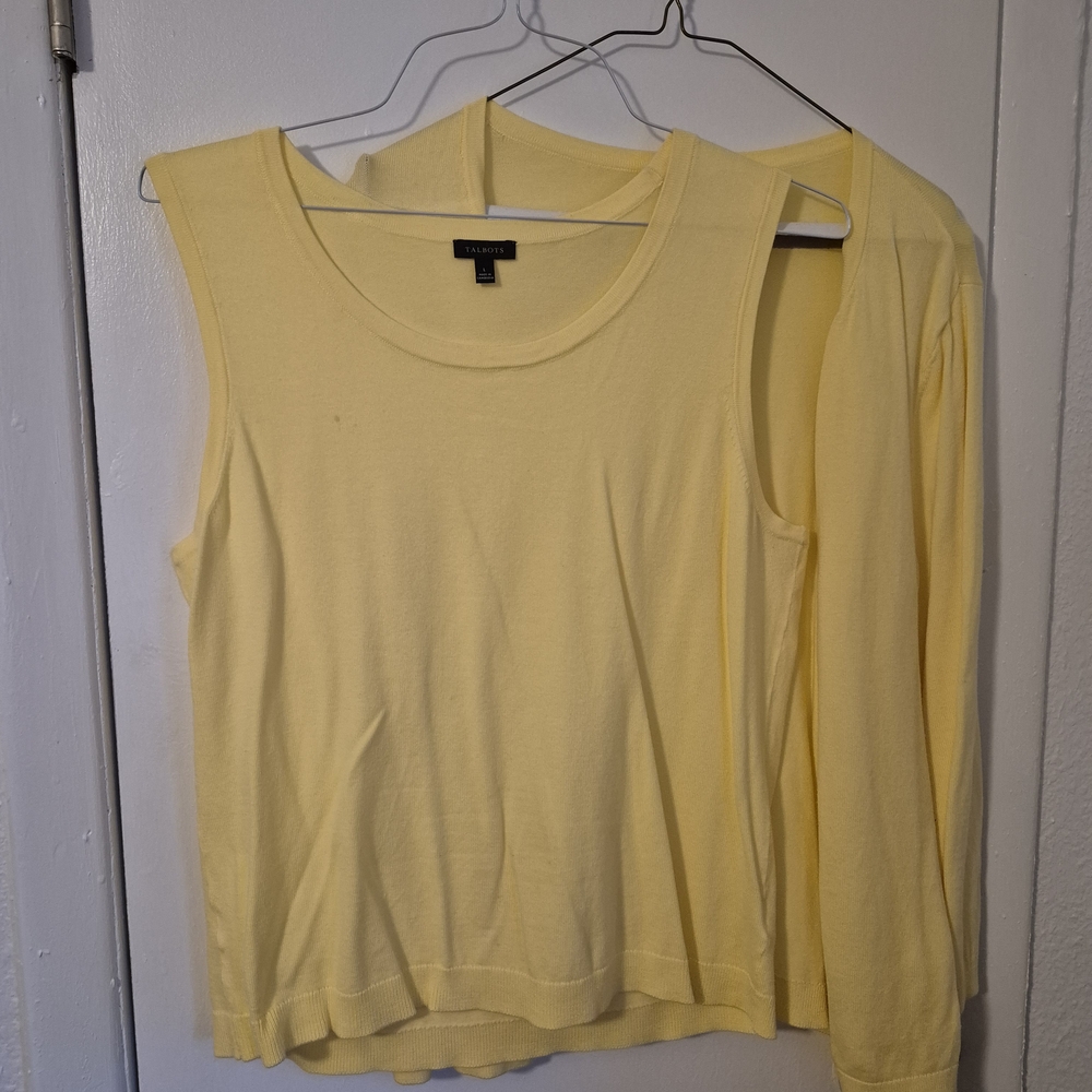 Yellow Cardigan And Tank Set